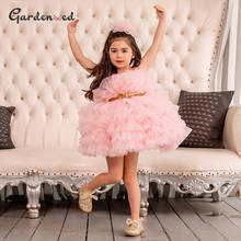 Layers Ball Gown Girl Party Dress Tulle Puffy Girl Princess Dress Sequin Belt Girl Birthday Dress Strapless Baby Girl Dress 2021 2024 - buy cheap