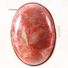 Anillo ajustable de piedra Natural para hombre y mujer, joya de Jaspe con cuentas ovaladas, color rojo, 1 unidad, Z118 2024 - compra barato