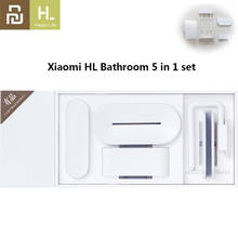 Original youpin hl banheiro 5 conjuntos in1 para sabão dente gancho caixa de armazenamento e suporte do telefone para banheiro chuveiro sala ferramenta 2024 - compre barato