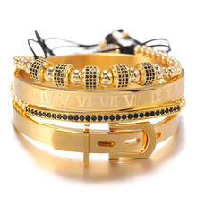 Conjunto de pulseiras geométricas de cobre cz masculinas, 4 tamanhos, pulseira clássica de ouro de aço inoxidável 2024 - compre barato
