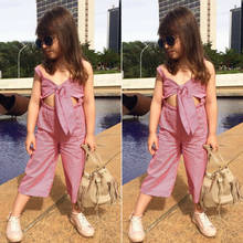 New Summer Baby Girl Plaid Clothes Girls Sleeveless Jumpsuit Kid Romper Toddler Wide Pants Outfits Newborn Trousers 2024 - buy cheap