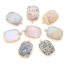 Natural Picture Stone Opal Pendants Charms Square Shape Stone Pendants DIY for Necklace or Jewelry Making Size 22x32mm 2024 - buy cheap