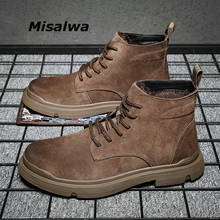 Misalwa зимние/весенние изолированные замшевые кожаные ботинки для мужчин повседневная сохраняющая тепло противоскользящая уличная Мужская обувь меховые повседневные кроссовки 2024 - купить недорого