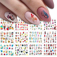 12pcs Abstract Women Face Nail Water Nail Transfer Stickers Women Face Sketch Abstract Image Nail Slider Decals Flower Decoratio 2024 - buy cheap
