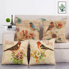 Decorative Cushion Cover Retro Plant Leaf Birds Pillow cover 45*45 Throw Pillows Home Decor Pillowcase T120 2024 - buy cheap