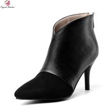 Original Intention-Botines elegantes para mujer, zapatos de tacón alto fino y punta estrecha, talla grande, color negro, blanco y marrón 2024 - compra barato