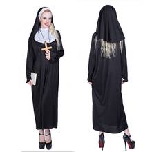 Halloween Women Virgin Mary Nun Costumes Adult Ladies Cosplay Christian Catholic Nun Fancy Long Dress with Black Headscarf 2024 - buy cheap