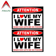 Aliauto 2 X Cover Scratch Car Stickers Attention I Love My Wife Waterproof Accessories PVC Decal for Renault Clio Saab,11cm*7cm 2024 - buy cheap
