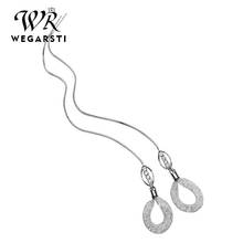 WEGARSTI Sterling Silver 925 Long Chain Drop Earrings For Women Dangle Earings Fashion Pendientes Girl Party Gift Jewelry 2024 - buy cheap