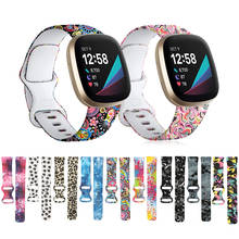 L/s pulseira de silicone com estampa, pulseira para fitbit versa 3/sense smart watch, pulseira com estampa floral, pulseira para fitbit versa 3 2024 - compre barato