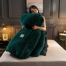 LISM Flannel fleece duvet cover Magic fleece quilts cover stripe bedding Solid warm comforter cover Velvet bed cover blanket 2024 - buy cheap