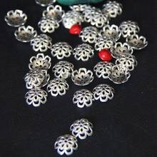 Tapas de extremo de cuentas de flor hueca para fabricación de joyas, espaciador de costura, accesorios de bricolaje, Color plateado antiguo tibetano, 15MM, 50 Uds. 2024 - compra barato