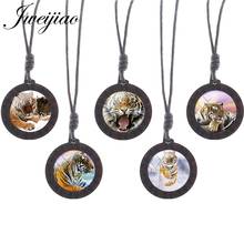 JWEIJIAO New Pattern Tiger Photo Glass Cabochon Dome Vintage Necklaces Wooden Pendant Animal Jewelry Handmade Necklace CN476 2024 - buy cheap