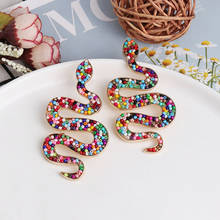 Bohemian Colorful Beaded Long Snake Stud Earring Punk Design Handmade Earring Brincos Women Party Fashion Jewelry Accessories 2024 - buy cheap