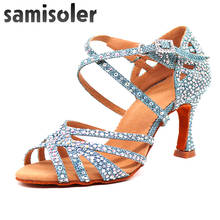 Samisoler dress shoes woman Shoes Satin Shining rhinestones Soft Bottom Latin Dance Shoes Woman Salsa Dance Shoes sneakers women 2024 - buy cheap
