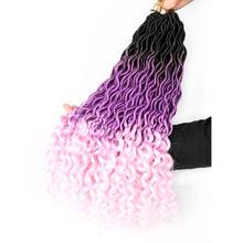 Mtmei Hair Wave Dreadlocks Hair Extensions 18" 24Strands Goddess Faux Locs Crochet Hair Black Blue Purple Pink Crochet Braids 2024 - buy cheap