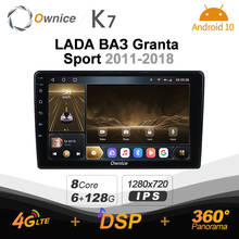 Ownice k7 6g + 128g rádio do carro android 10 para lada granta esporte 2011-2018 bt apoio interior atmosfera lâmpada 360 4g lte gps áudio 2024 - compre barato