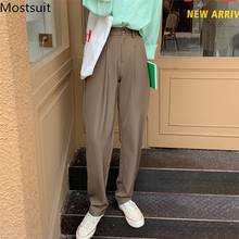 2021 Spring High Waist Straight Pants Trousers Button Fly Full-length Fashion Office Korean Workwear Female Capris Pants Femme 2024 - buy cheap