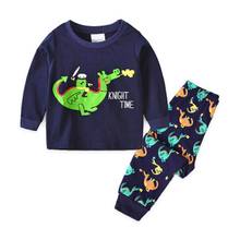 Crianças novas crianças noite terno da criança pjs bebê menino pijamas conjunto de algodão da criança menino roupas pijamas dinossauro dos desenhos animados 2-7y 2024 - compre barato
