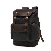 M394 New Arrive Mountaineering Outdoor Travel Bag Canvas Leather Leisure Backpack Men's Backpacks Oil Wax Waterproof Rucksack 2024 - buy cheap