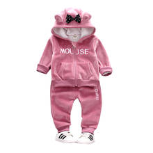 Winter Girls Clothes Sets Velvet mouse Long Sleeved hoody +pants Sports Suits New year costumes Warm Children Clothing Kids Suit 2024 - buy cheap