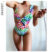 2021 Sexy Leopard Printed Women Swimwear One Piece Swimsuit V Neck Bathing Suit Women Beachwear Summer Monokini Padded Swim Suit 2024 - buy cheap