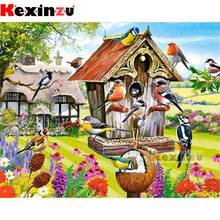 kexinzu 5D DIY Full Square/Round Drill Diamond Painting "Flower and Bird House" 3d Embroidery Mosaic Cross Stitch Decor Gift X54 2024 - buy cheap