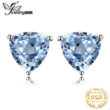 JewelryPalace 1.8ct Genuine Blue Topaz Stud Earrings 925 Sterling Silver Earrings for Women Korean Earings Fashion Jewelry 2021 2024 - buy cheap