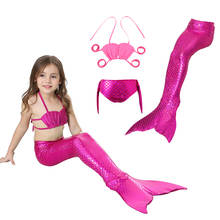 Disfraz de sirena para niñas, traje de baño de fantasía para playa, 3 uds. 2024 - compra barato
