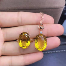 Best Gift Real and Natural Real natural citrine jewelry set Natural Real citrine 925 sterling silver 1 pendant, 1 ring 2024 - buy cheap
