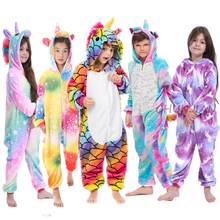 Pijama infantil de manga comprida, pijama de inverno de lã com manga longa para meninas, pijama infantil de unicórnio e natal 2024 - compre barato