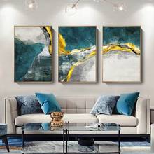Golden Blue Canvas Poster Abstract Luxury Wall Art Painting Nordic Posters and Prints Wall Pictures for Living room Home Decor 2024 - buy cheap