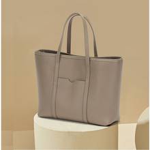 Women Casual Tote Bags Genuine Leather Simple Large Capacity Shopping Bag Big Portable Shoulder Bag Female Gray Woman Handbags 2024 - buy cheap