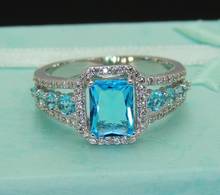 Vintage Genuine Gemstone Aquamarine Finger Rings Silver 925 Jewelry Anniversary Cocktail Party Fine Jewelry Luxury Sapphire Ring 2024 - buy cheap