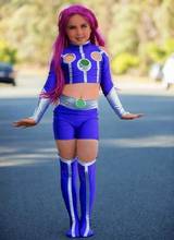 Starfire-disfraces para niños y adultos, traje de Cosplay de licra, Zentai, Top y pantalones cortos, Halloween, envío gratis 2024 - compra barato