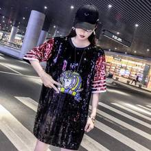Casual Straight Geometric Short Sequined Fashion High Street Sexy  Elegant Round Neck Black Party Coctail Club Summer Dress 2024 - buy cheap