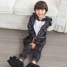 Black Wolf Cosplay Costume for Kids Boy Girl Funny Cute Animal Suit Winter Warm Soft Jumpsuit Festival Gift Zipper Design 2024 - buy cheap