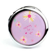 Mini Double Side Folding Makeup Mirror, Cute Daisy Round Magnifying Dressing Mirror, Portable Beauty Cosmetic Pocket Mirror 2024 - buy cheap