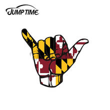 JumpTime 13 x5.8cm For Shaka Hand with MD Flag Vinyl Car Sticker Refrigerator Windshield Occlusion Scratch Car Decoration Decals 2024 - buy cheap