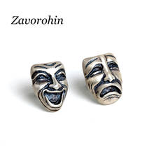 Zavorohin Punk Style Human Face Solid 925 Sterling Silver Crying Smiley Mask Stud Earrings Fashion Jewelry Drop Shipping 2024 - buy cheap