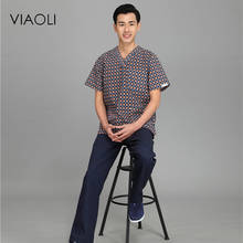 viaoli High Quality men Scrubs uniform beauty pet shop spa uniform salon womens scrub set Work wear scrub suit coat+pants 2024 - buy cheap