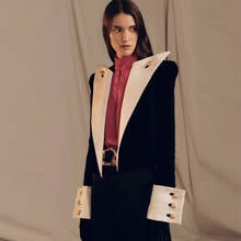 HIGH QUALITY 2021 New Fashion Designer Blazer Women's Big Collar Color Block Velvet Blazer Short Jacket 2024 - buy cheap