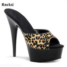 Rncksi-sandalias para mujer con plataforma impermeable de 15 cm de alto, zapatos de discoteca con estampado de leopardo, zapatillas de moda para espectáculo de banquetes 2024 - compra barato