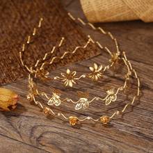 Fshion-Diadema de mariposa de Metal dorado, diadema de corona dorada, Tiara, accesorios para el cabello de boda, tocado de joyería nupcial Vintage para la cabeza 2024 - compra barato