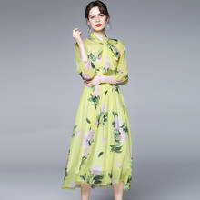 ZUOMAN Women Summer Elegant Floral Chiffon Dress Festa High Quality Long Party Robe Femme Vintage Bow Designer A-Line Vestidos 2024 - buy cheap