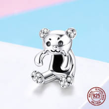 Cute bear beads fit original 3MM charm bracelet genuine 925 sterling silver luxury jewelry DIY gift birthday girlfriend 2024 - buy cheap