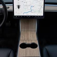Наклейка на центральную панель управления s для Tesla Model 3, клейкая бумага под древесину, углеродное волокно, прозрачная наклейка, защитная пленка 2020 2024 - купить недорого