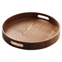 New Round Serving Bamboo Wooden Tray for Dinner Trays Tea Bar Breakfast Food Container Handle Storage Tray 2024 - buy cheap
