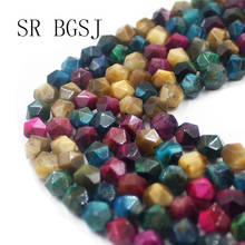 Envío Gratis 8mm hermoso facetado redondo poligonal variado Multicolor Ojo de Tigre gemas naturales hilo de perlas de piedra 15" 2024 - compra barato