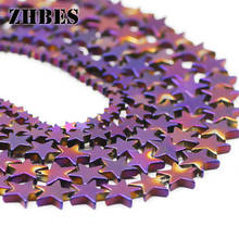 Zhbes roxo chapeamento de pedra natural hematite estrela de cinco pontas 4-10mm espaçador grânulos soltos para joias fazendo diy pulseira descobertas 2024 - compre barato